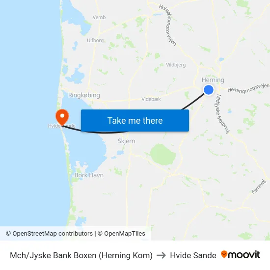 Mch/Jyske Bank Boxen (Herning Kom) to Hvide Sande map