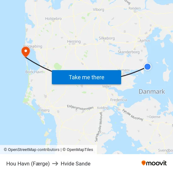 Hou Havn (Færge) to Hvide Sande map