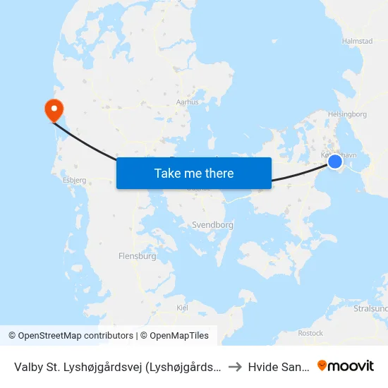 Valby St. Lyshøjgårdsvej (Lyshøjgårdsvej) to Hvide Sande map