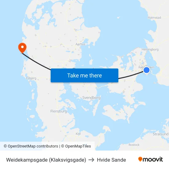 Weidekampsgade (Klaksvigsgade) to Hvide Sande map