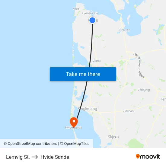 Lemvig St. to Hvide Sande map