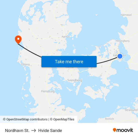 Nordhavn St. to Hvide Sande map