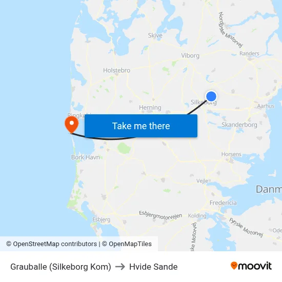 Grauballe (Silkeborg Kom) to Hvide Sande map