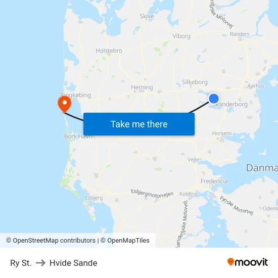 Ry St. to Hvide Sande map