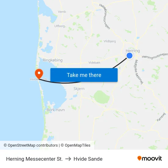 Herning Messecenter St. to Hvide Sande map