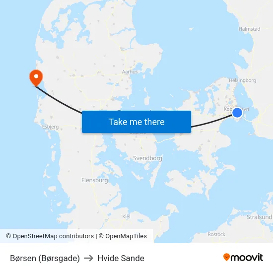 Børsen (Børsgade) to Hvide Sande map