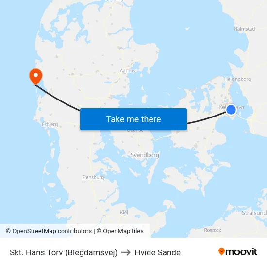 Skt. Hans Torv (Blegdamsvej) to Hvide Sande map