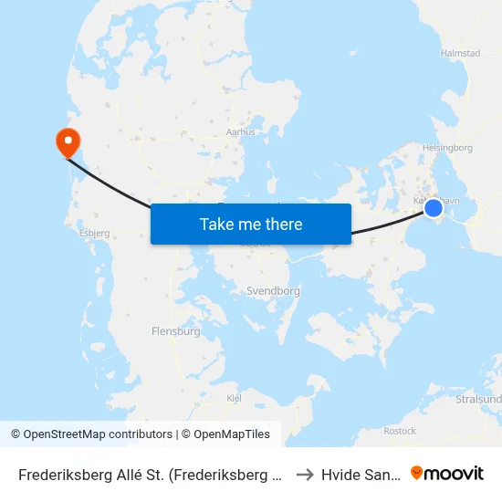 Frederiksberg Allé St. (Frederiksberg Allé) to Hvide Sande map