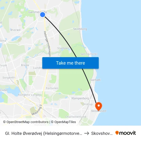 Gl. Holte Øverødvej (Helsingørmotorvejen) to Skovshoved map