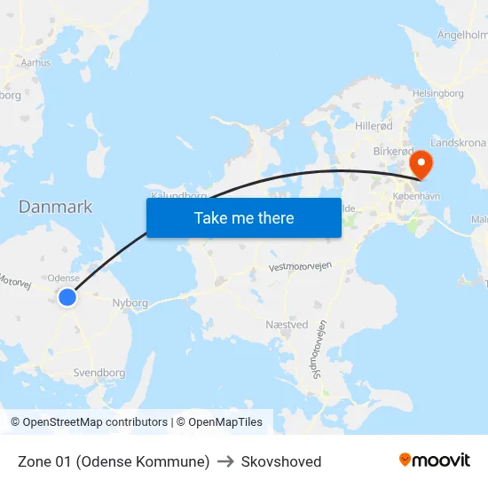 Zone 01 (Odense Kommune) to Skovshoved map