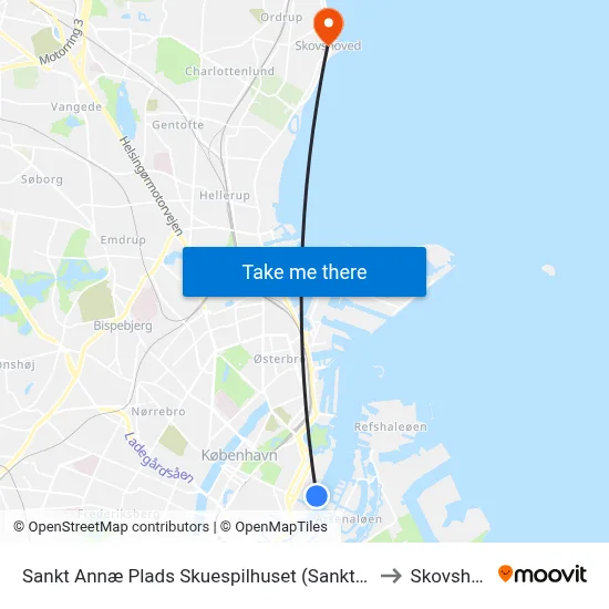 Sankt Annæ Plads Skuespilhuset (Sankt Annæ Plads) to Skovshoved map