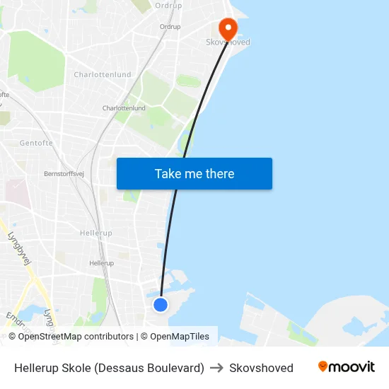 Hellerup Skole (Dessaus Boulevard) to Skovshoved map