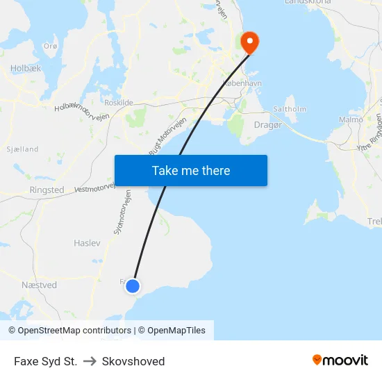 Faxe Syd St. to Skovshoved map