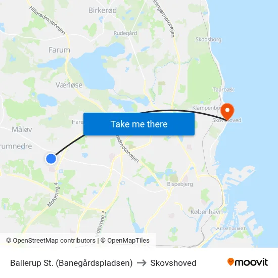 Ballerup St. (Banegårdspladsen) to Skovshoved map