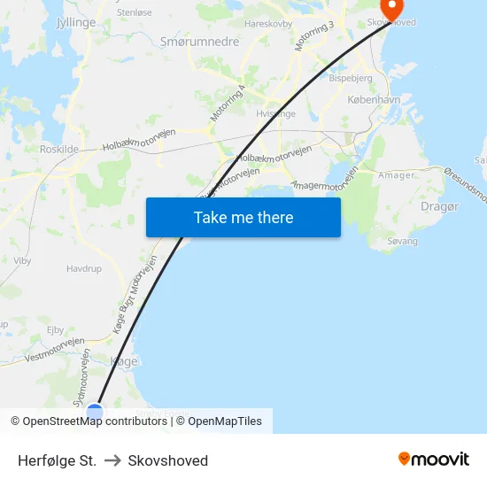 Herfølge St. to Skovshoved map