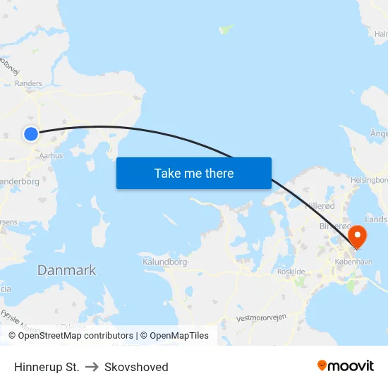 Hinnerup St. to Skovshoved map