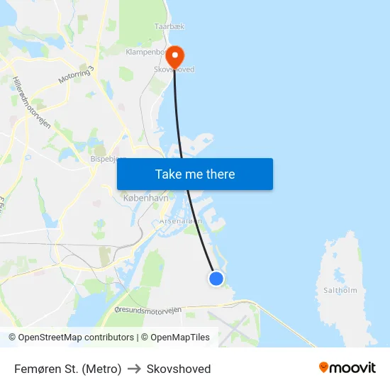 Femøren St. (Metro) to Skovshoved map