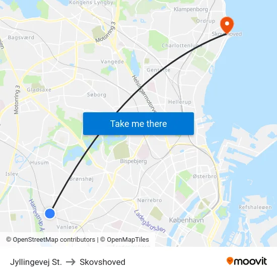 Jyllingevej St. to Skovshoved map