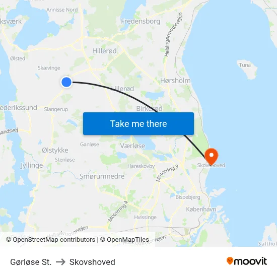 Gørløse St. to Skovshoved map
