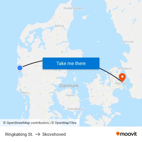 Ringkøbing St. to Skovshoved map