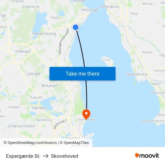 Espergærde St. to Skovshoved map