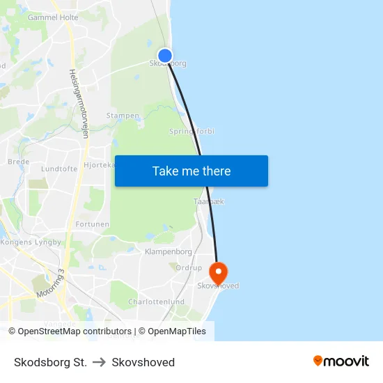 Skodsborg St. to Skovshoved map