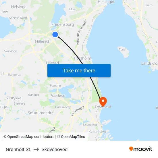 Grønholt St. to Skovshoved map