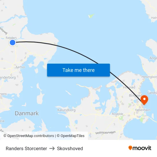 Randers Storcenter to Skovshoved map