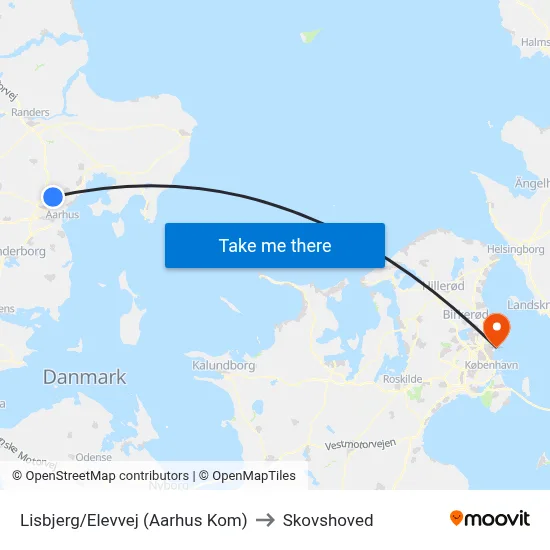 Lisbjerg/Elevvej (Aarhus Kom) to Skovshoved map