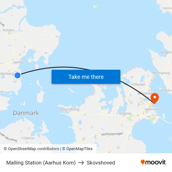 Malling Station  (Aarhus Kom) to Skovshoved map