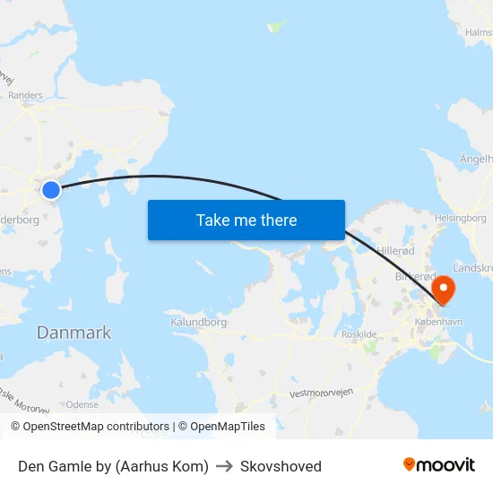 Den Gamle by (Aarhus Kom) to Skovshoved map