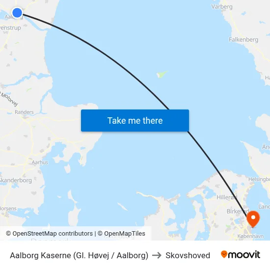Aalborg Kaserne (Gl. Høvej / Aalborg) to Skovshoved map