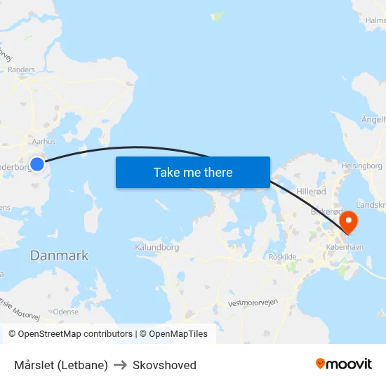 Mårslet (Letbane) to Skovshoved map