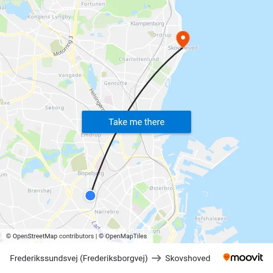 Frederikssundsvej (Frederiksborgvej) to Skovshoved map