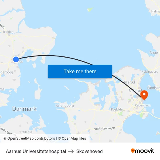 Aarhus Universitetshospital to Skovshoved map