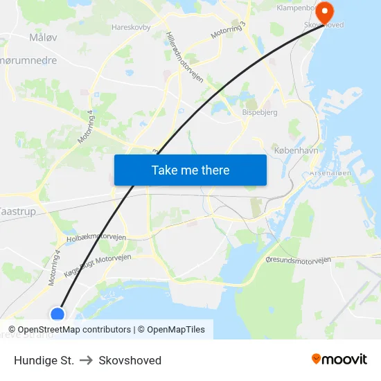 Hundige St. to Skovshoved map