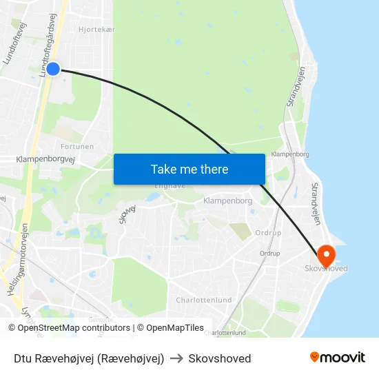 Dtu Rævehøjvej (Rævehøjvej) to Skovshoved map