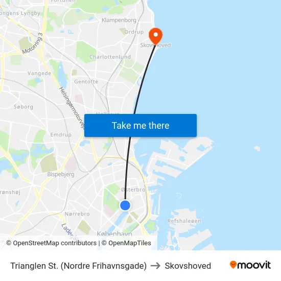 Trianglen St. (Nordre Frihavnsgade) to Skovshoved map
