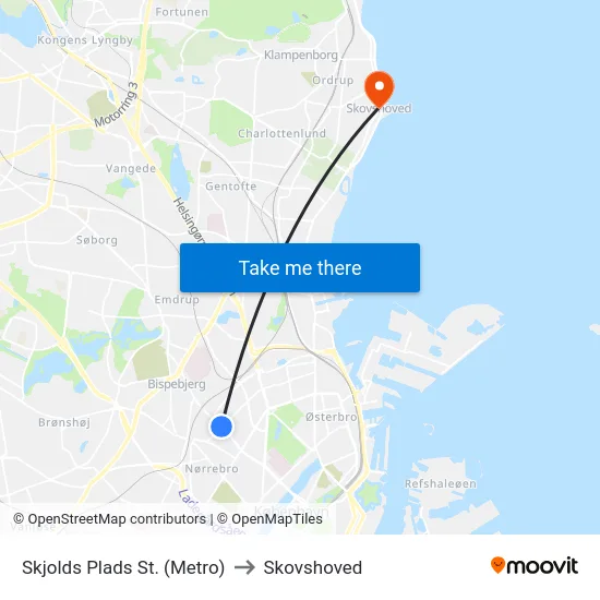 Skjolds Plads St. (Metro) to Skovshoved map