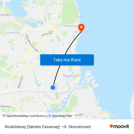Roskildevej (Søndre Fasanvej) to Skovshoved map