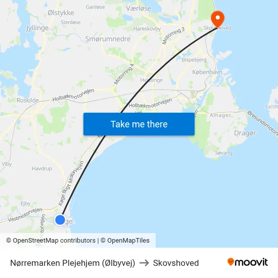 Nørremarken Plejehjem (Ølbyvej) to Skovshoved map