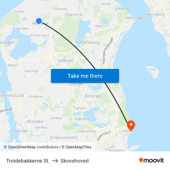Troldebakkerne St. to Skovshoved map