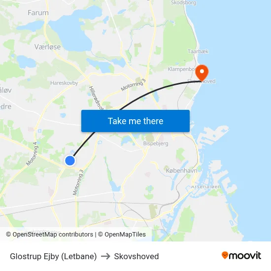 Glostrup Ejby (Letbane) to Skovshoved map