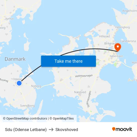 Sdu (Odense Letbane) to Skovshoved map