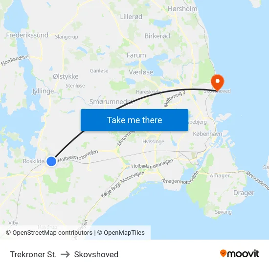 Trekroner St. to Skovshoved map