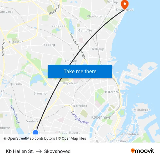 Kb Hallen St. to Skovshoved map