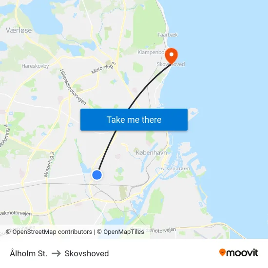 Ålholm St. to Skovshoved map