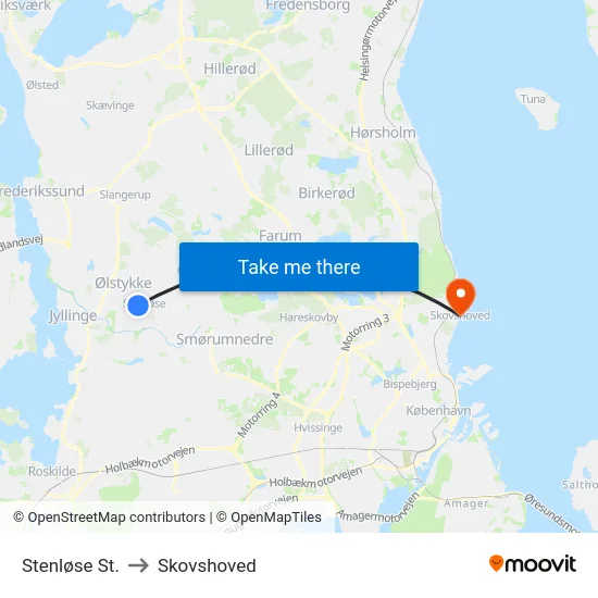 Stenløse St. to Skovshoved map