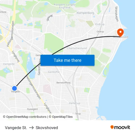 Vangede St. to Skovshoved map