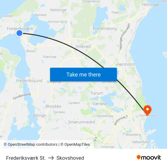 Frederiksværk St. to Skovshoved map